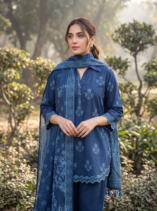03 Piece Unstitched Textured Printed Marina
