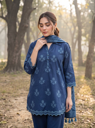 03 Piece Unstitched Textured Printed Marina