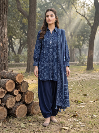 03 Piece Unstitched Textured Printed Marina