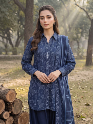 03 Piece Unstitched Textured Printed Marina