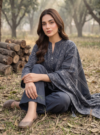 03 Piece Unstitched Textured Printed Marina