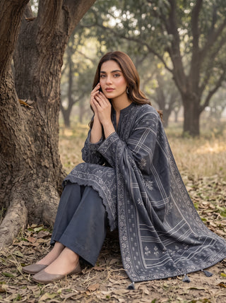 03 Piece Unstitched Textured Printed Marina