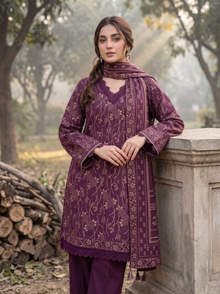 03 Piece Unstitched Textured Printed Marina