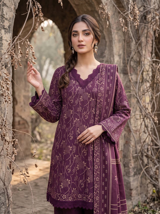 03 Piece Unstitched Textured Printed Marina