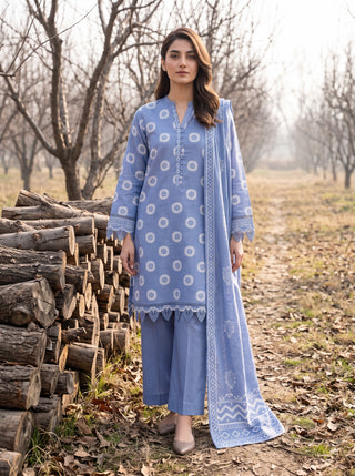 03 Piece Unstitched Textured Printed Marina