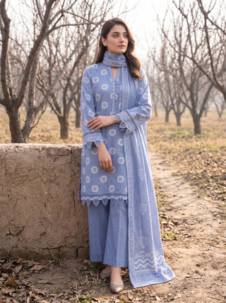 03 Piece Unstitched Textured Printed Marina