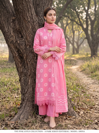 03 Piece Unstitched Textured Printed Marina