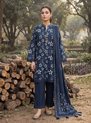 03 Piece Unstitched Textured Printed Marina
