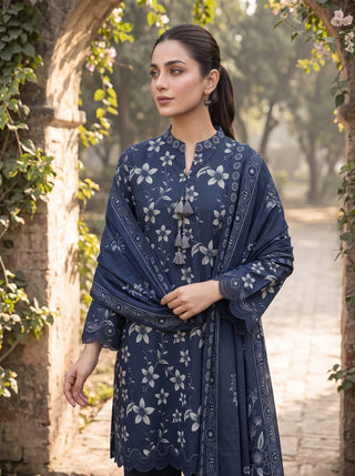 03 Piece Unstitched Textured Printed Marina