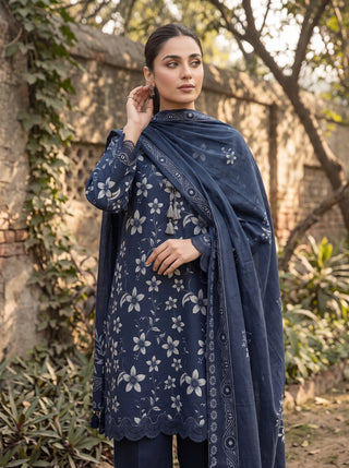 03 Piece Unstitched Textured Printed Marina