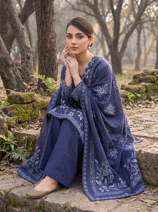 03 Piece Unstitched Textured Printed Marina