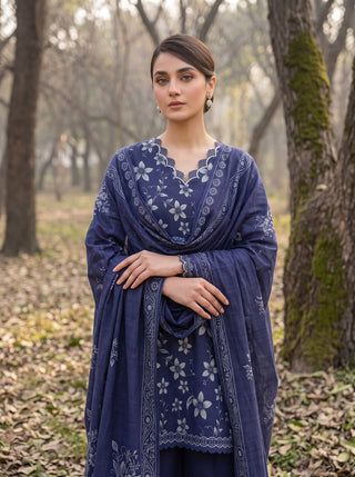 03 Piece Unstitched Textured Printed Marina