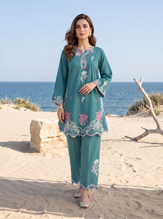 02 Piece Ready To Wear Embroidered Shirt & Trouser
