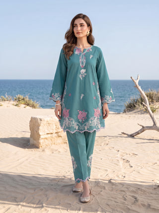 02 Piece Ready To Wear Embroidered Shirt & Trouser