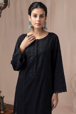 01 Piece Elegant Black  Embroidered Shirt