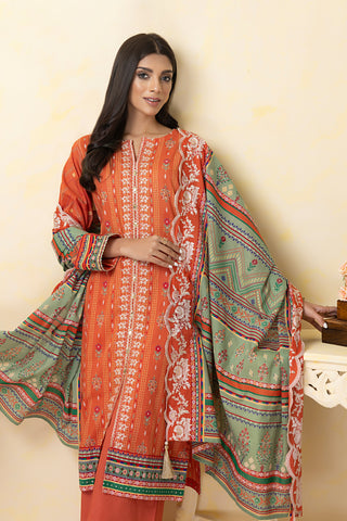 03 piece Unstitched Embroidered Lawn With Embroidered Lawn Dupatta