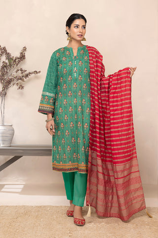03-PIECE UNSTITCHED EMBROIDRED  LAWN WITH FANCY MESSORI DUPATTA
