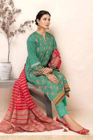 03-PIECE UNSTITCHED EMBROIDRED  LAWN WITH FANCY MESSORI DUPATTA