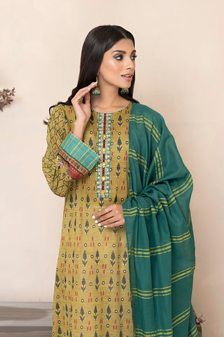 03-PIECE UNSTITCHED EMBROIDRED LAWN WITH FANCY MESSORI DUPATTA
