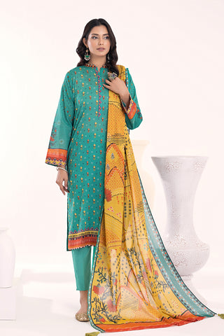 03 Piece Unstitched  Printed Lawn