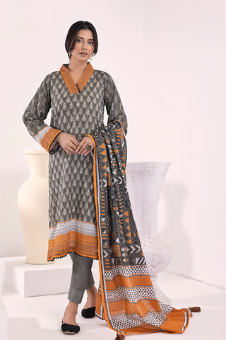 03 Piece Unstitched  Printed Lawn