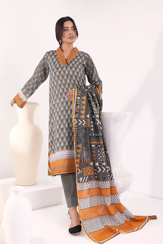 03 Piece Unstitched  Printed Lawn