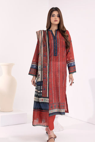 03 Piece Unstitched  Printed Lawn