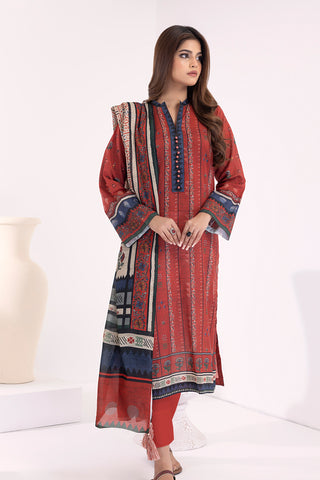 03 Piece Unstitched  Printed Lawn