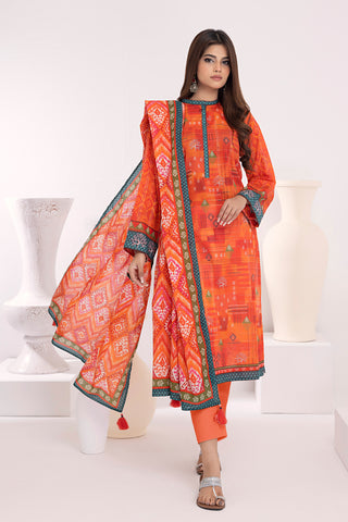 03 Piece Unstitched  Printed Lawn