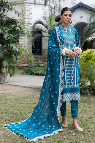 03 piece Unstitched Embroidered Lawn with Embroidered Lawn  Dupatta