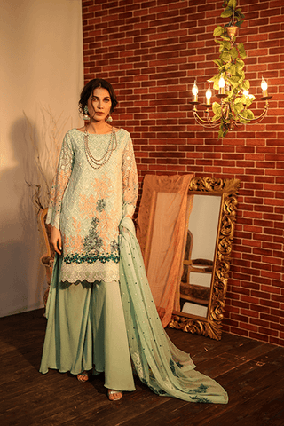 3 Piece Embroidered Dyed Chiffon