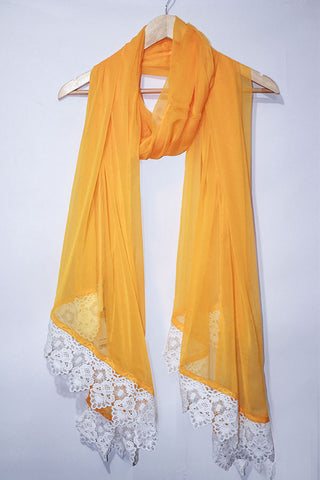LSM-1384-Dupatta Yellow Lace