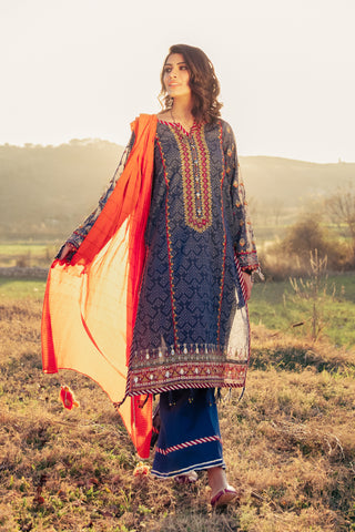 03 Piece Spring Embroidered Collection Vol-2 Unstitched