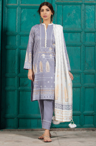 3 Piece Stitched Printed Lawn