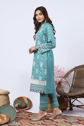 02 Piece Stitched Embroidered Lawn Shirt & Trouser