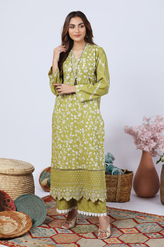 02 Piece Stitched Embroidered Lawn Shirt & Trouser