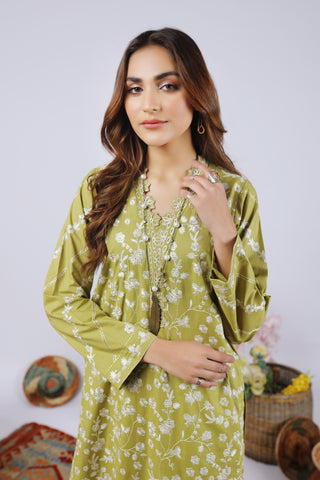 02 Piece Stitched Embroidered Lawn Shirt & Trouser