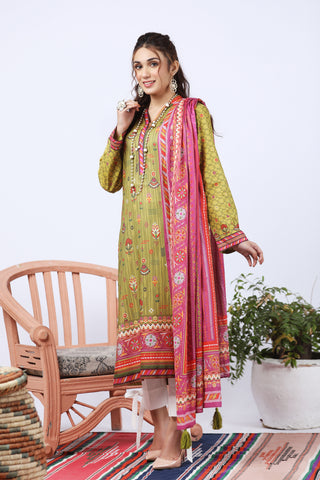 2 Piece Unstitched Printed Lawn