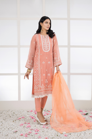 3 Piece Ready to Wear Embroidered Khaadi Net