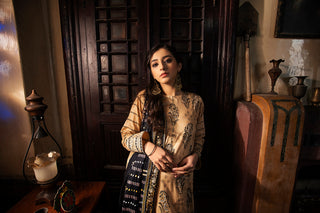 3 Piece Unstitched Gold Printed Lawn