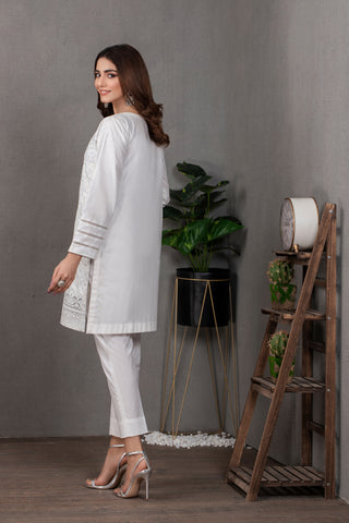 01 Piece Classic White Embroidered Shirt