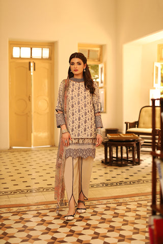 3 Piece Embroidered Dyed Lawn